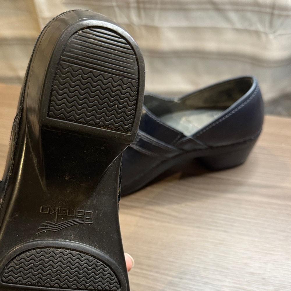 Dansko Dark Blue Leather Mules with Strap - Picture 4 of 8